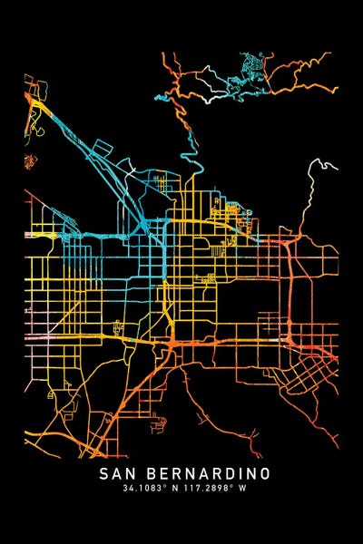 Minimalist Maps: San Bernardino City Map, Shade Of Orange by WallDecorAddict