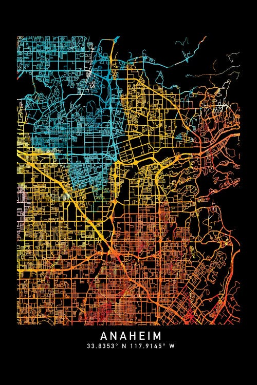 Anaheim City Map, Shade Of Orange