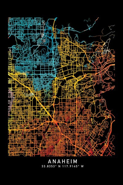 Anaheim City Map, Shade Of Orange