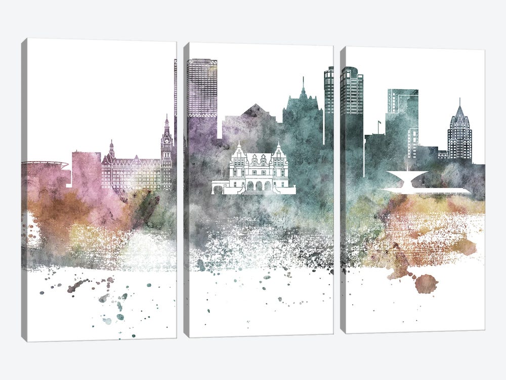 Milwaukee Pastel Skylines by WallDecorAddict 3-piece Canvas Print