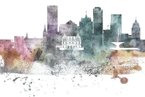 Wisconsin: Milwaukee Pastel Skylines by WallDecorAddict