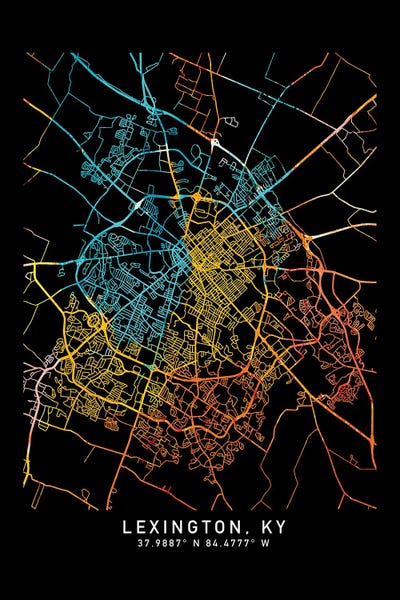 Kentucky: Lexington KY, City Map, Shade Of Orange by WallDecorAddict