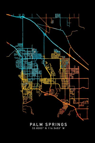 Palm Springs: Palm Springs, City Map, Shade Of Orange by WallDecorAddict