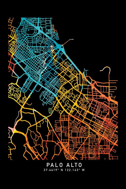 Palo Alto City Map, Shade Of Orange