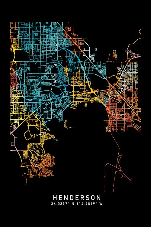 Henderson, NV, City Map, Shade Of Orange by WallDecorAddict wall art