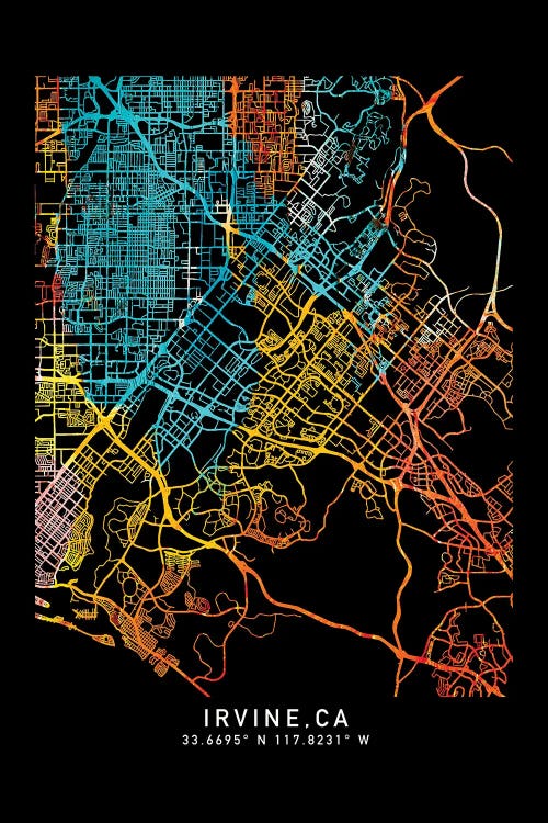 Irvine, CA, City Map, Shade Of Orange