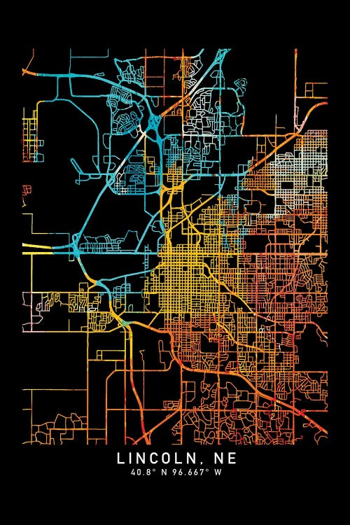 Lincoln, NE, City Map, Shade Of Orange