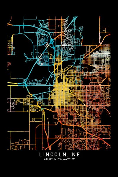 Nebraska: Lincoln, NE, City Map, Shade Of Orange by WallDecorAddict