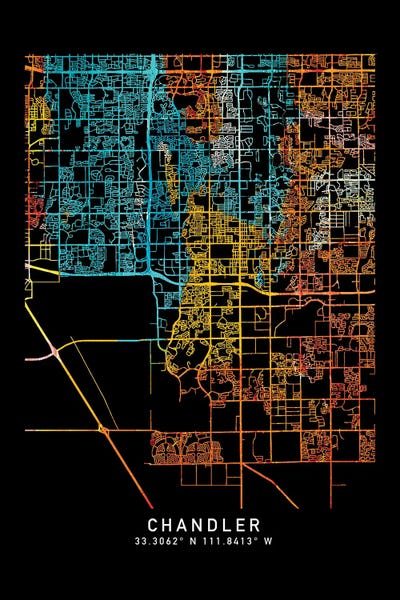 Arizona: Chandler City Map, Shade Of Orange by WallDecorAddict