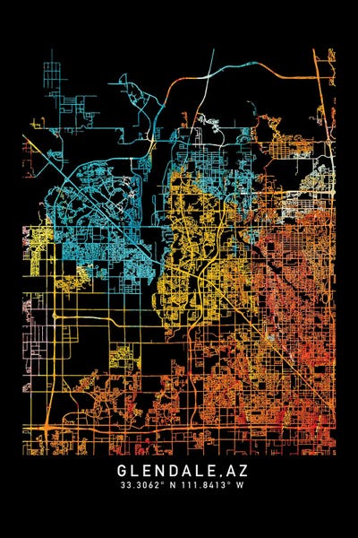 Arizona: Glendale AZ, City Map, Shade Of Orange by WallDecorAddict