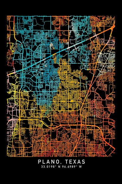 Minimalist Maps: Plano TX, City Map, Shade Of Orange by WallDecorAddict