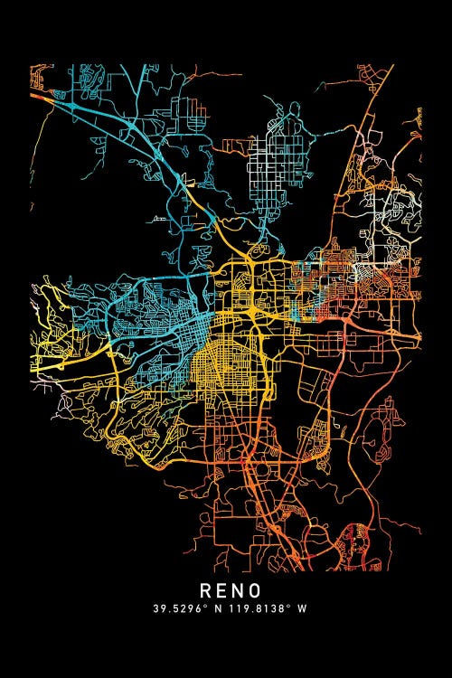 Reno, NV, City Map, Shade Of Orange
