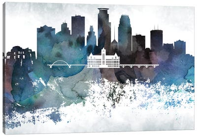 Minneapolis Bluish Skylines Canvas Art Print - Minneapolis Art