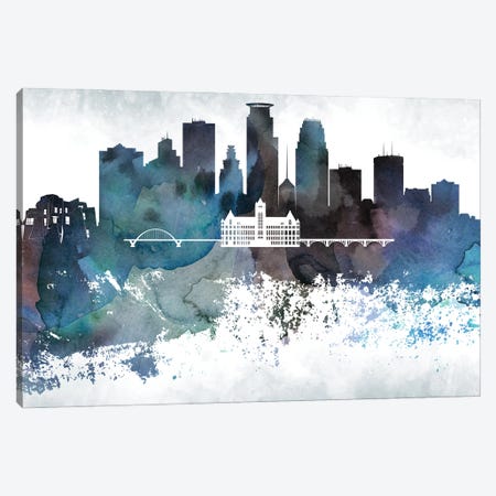 Minneapolis Bluish Skylines Canvas Print #WDA268} by WallDecorAddict Canvas Art Print