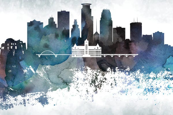 WallDecorAddict: Minneapolis Bluish Skylines by WallDecorAddict