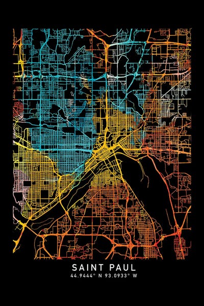 Minnesota: Saint Paul City Map, Shade Of Orange by WallDecorAddict