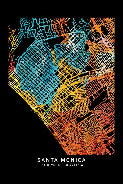 Santa Monica: Santa Monica City Map, Shade Of Orange by WallDecorAddict