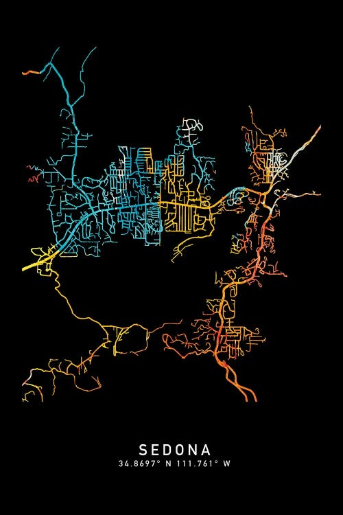 Sedona City Map, Shade Or Orange