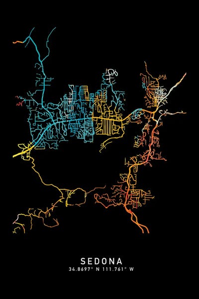 Sedona City Map, Shade Or Orange