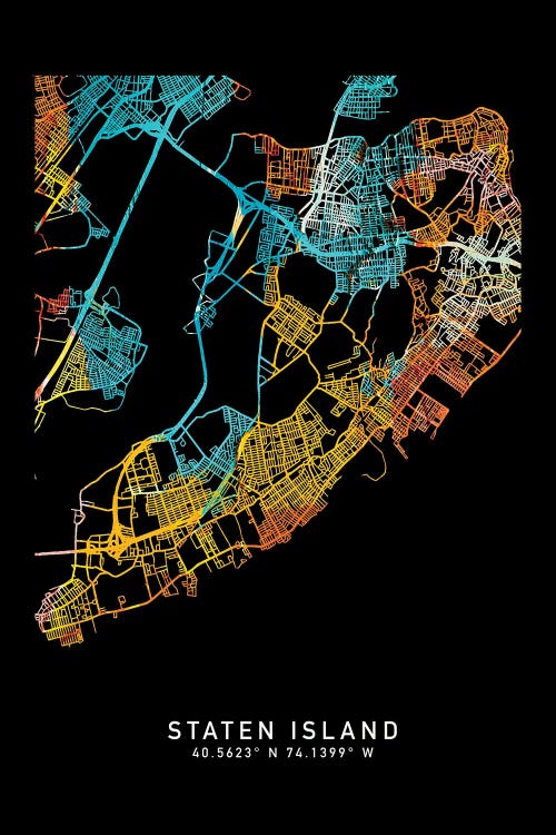 Staten Island City Map, Shade Or Orange