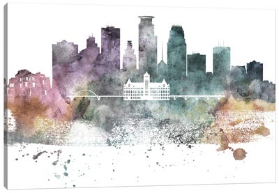 Minneapolis Pastel Skylines Canvas Art Print - WallDecorAddict