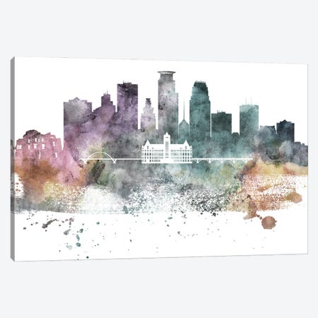 Minneapolis Pastel Skylines Canvas Print #WDA269} by WallDecorAddict Art Print