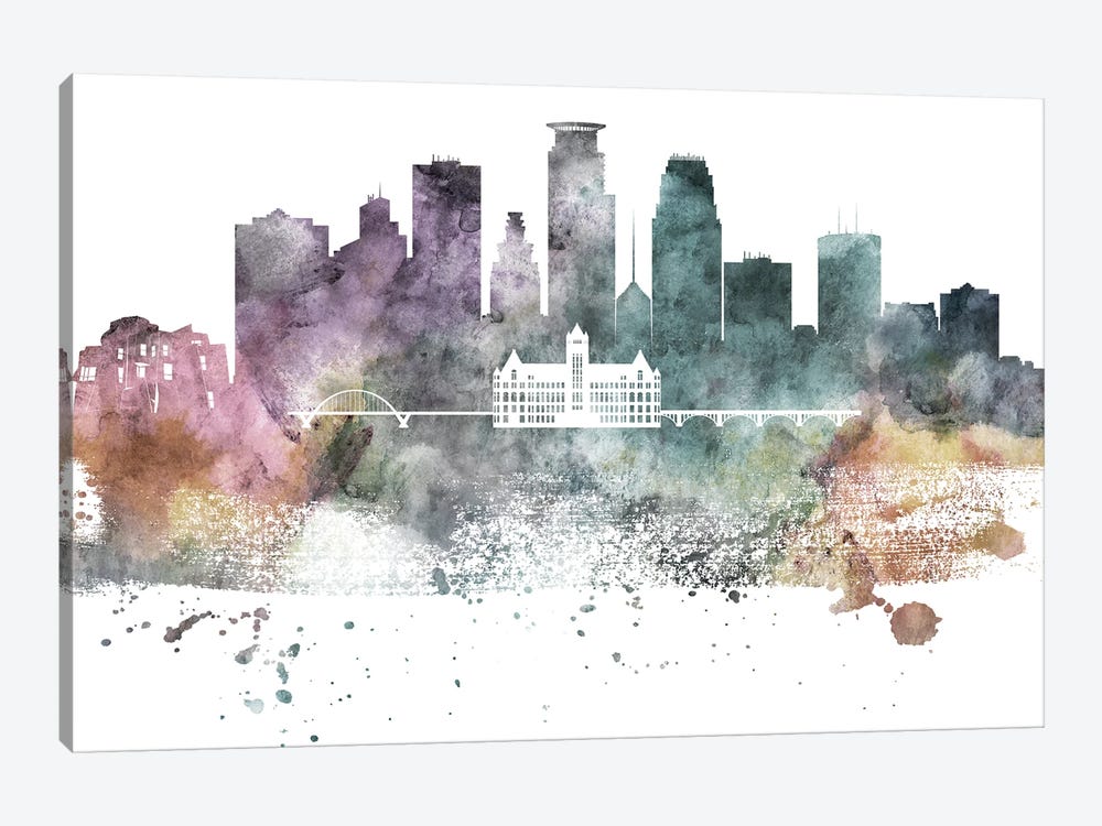 Minneapolis Pastel Skylines by WallDecorAddict 1-piece Art Print