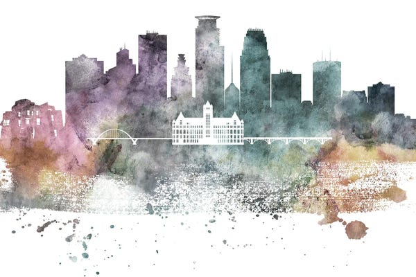 WallDecorAddict: Minneapolis Pastel Skylines by WallDecorAddict