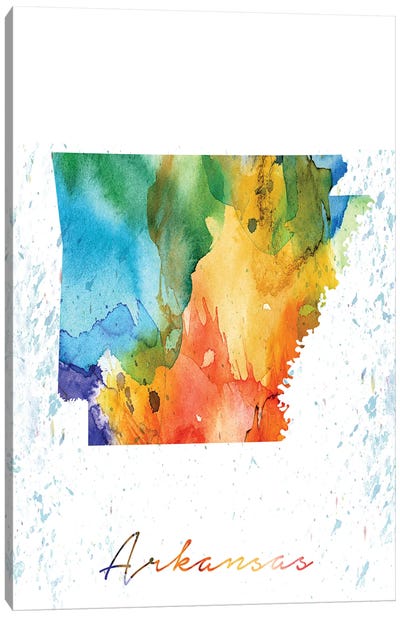 Arkansas State Colorful Canvas Art Print - Arkansas Art