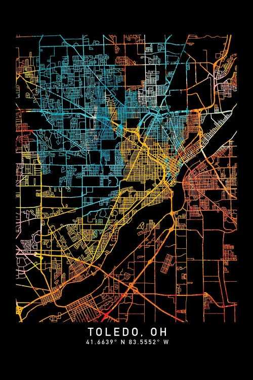 Toledo, OH, City Map, Shade Or Orange