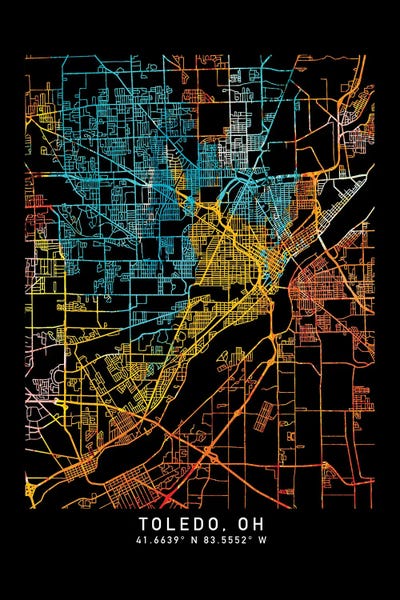 Toledo: Toledo, OH, City Map, Shade Or Orange by WallDecorAddict