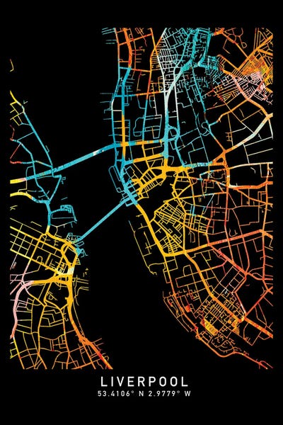 Liverpool: Liverpool City Map, Shade Of Orange by WallDecorAddict