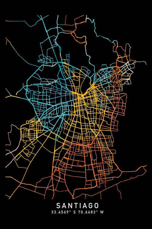 Santiago City Map, Shade Of Orange