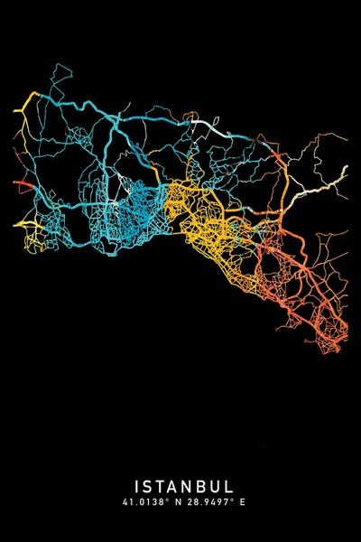 Neon: Istanbul City Map, Shade Of Orange by WallDecorAddict