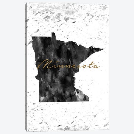Minnesota Black And White Gold Canvas Print #WDA271} by WallDecorAddict Canvas Art