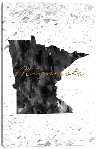 Minnesota Black And White Gold Canvas Art Print - Minnesota Art