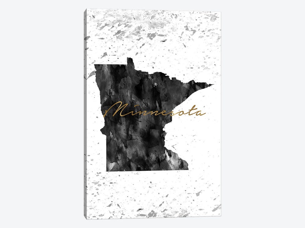 Minnesota Black And White Gold by WallDecorAddict 1-piece Canvas Artwork