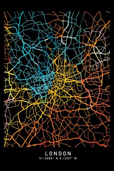 England: London City Map, Shade Of Orange by WallDecorAddict