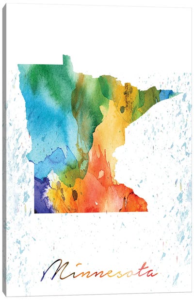 Minnesota State Colorful Canvas Art Print - Minnesota Art