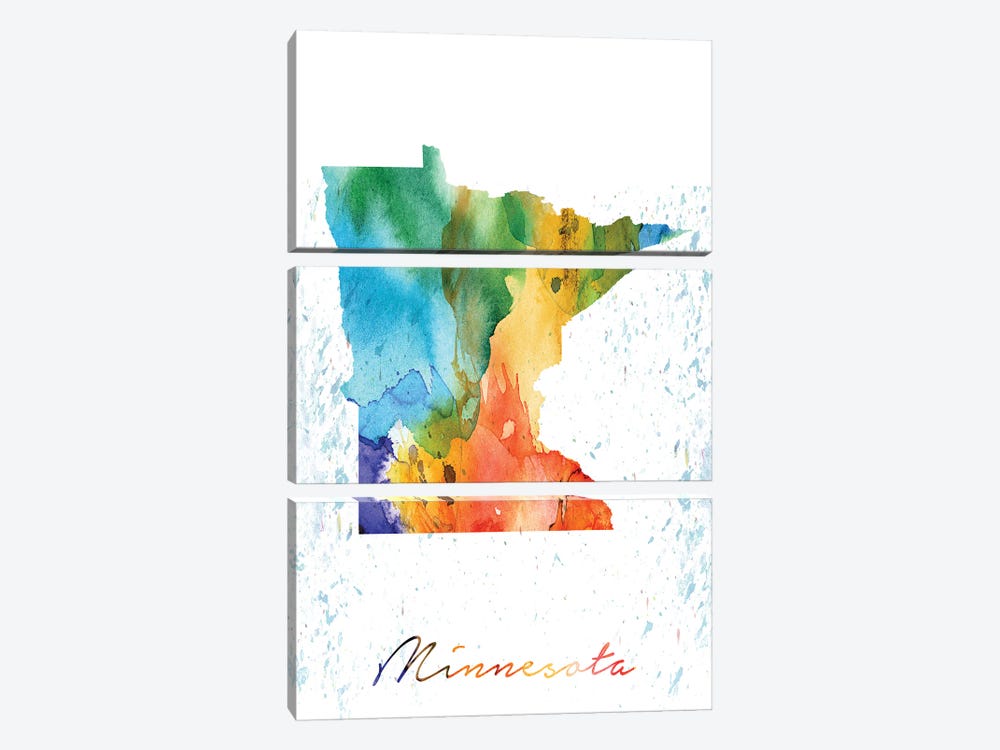 Minnesota State Colorful by WallDecorAddict 3-piece Canvas Print