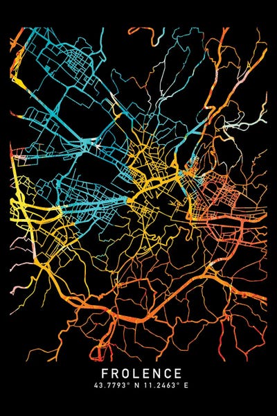Florence, Italy, City Map, Shade Of Orange