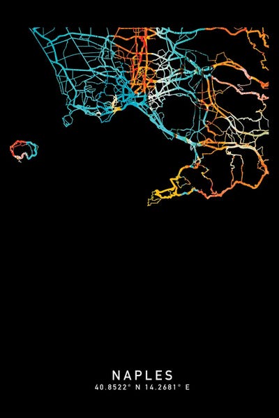 Naples, City Map, Shade Of Orange by WallDecorAddict canvas print