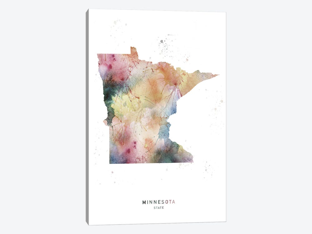 Minnesota State Watercolor by WallDecorAddict 1-piece Canvas Wall Art