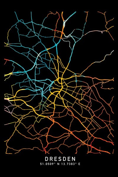 Dresden, Saxony, Germany, City Map, Shade Of Orang