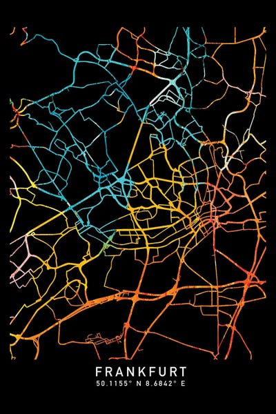 Frankfurt, Germany, City Map, Shade Of Orange by WallDecorAddict canvas print