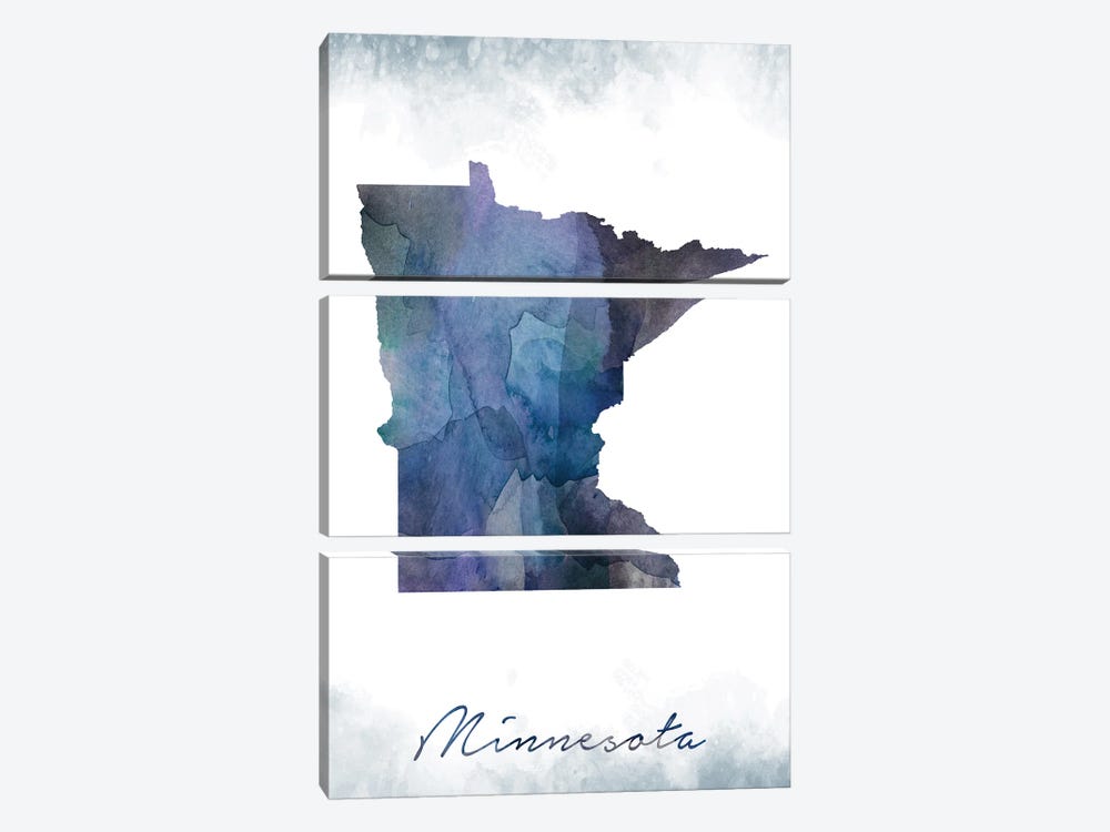 Minnesota Statebluish by WallDecorAddict 3-piece Canvas Art Print