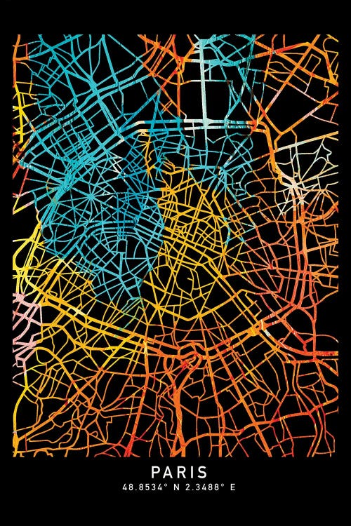 Paris City Map, Shade Of Orange