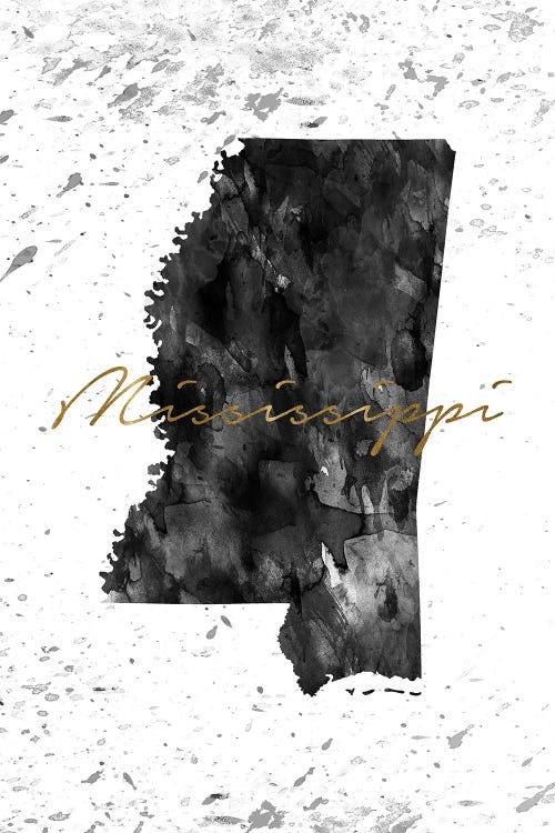 Mississippi Black And White Gold by WallDecorAddict wall art