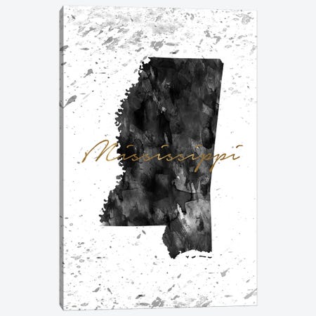 Mississippi Black And White Gold Canvas Print #WDA275} by WallDecorAddict Canvas Print