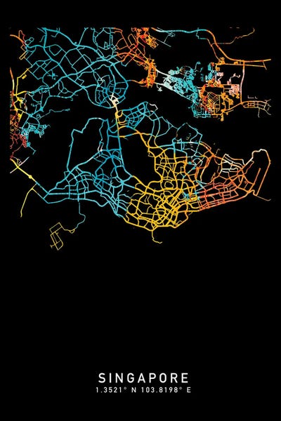 Singapore: Singapore City Map, Shade Of Orange by WallDecorAddict